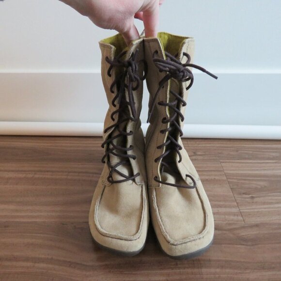 VAGABOND Cream Suede Leather Lace Up Snowflake Moccasin Winter Boots Size US 6.5 - Picture 6 of 16